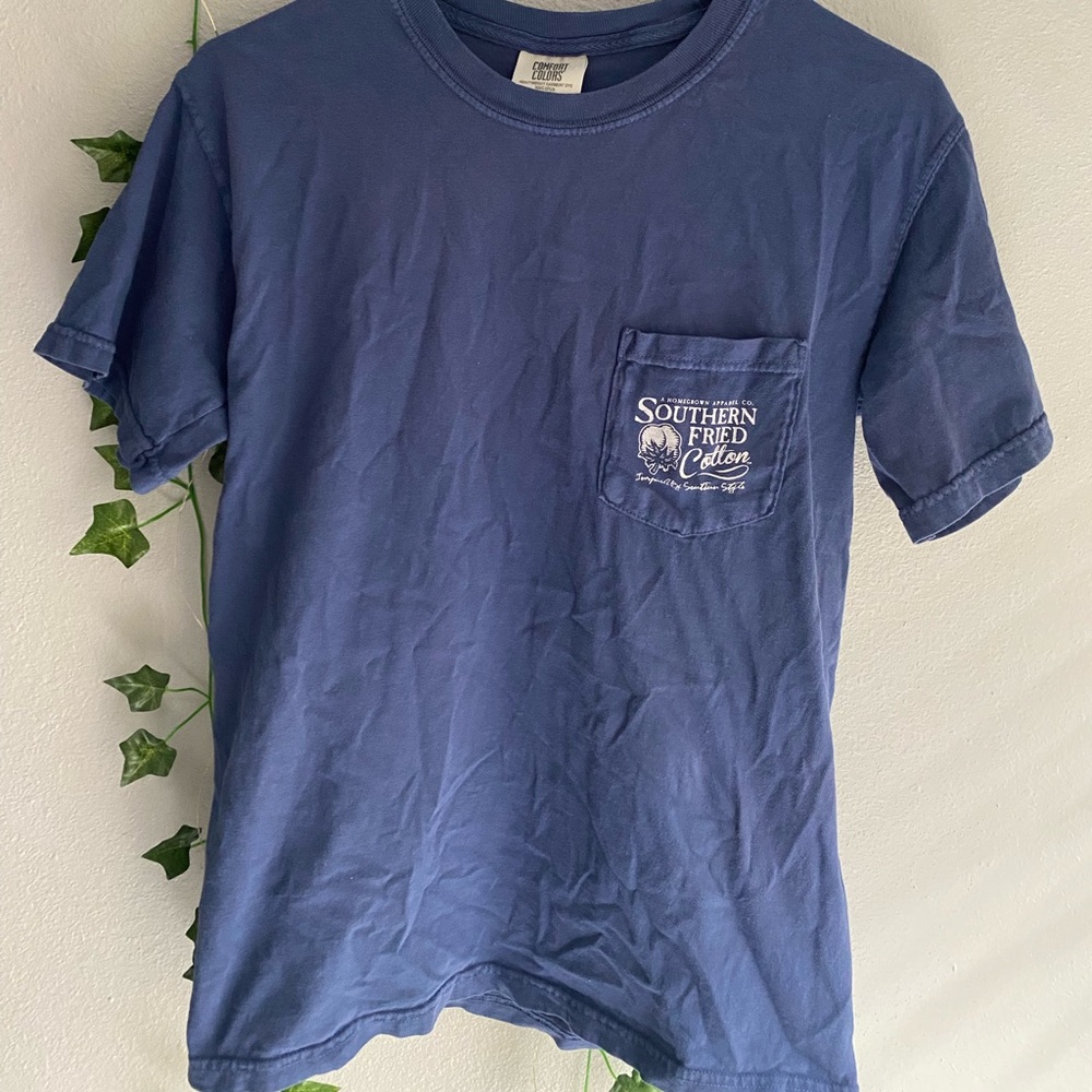 blue southern fried cotton t-shirt. adult s